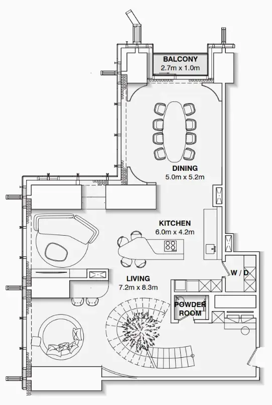 2 Bedrooms penthouse - Burj Azizi floor plan