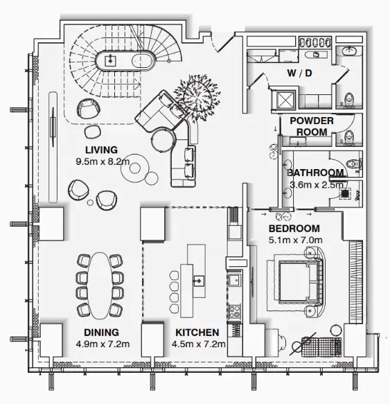 3 Bedrooms penthouse - Burj Azizi floor plan