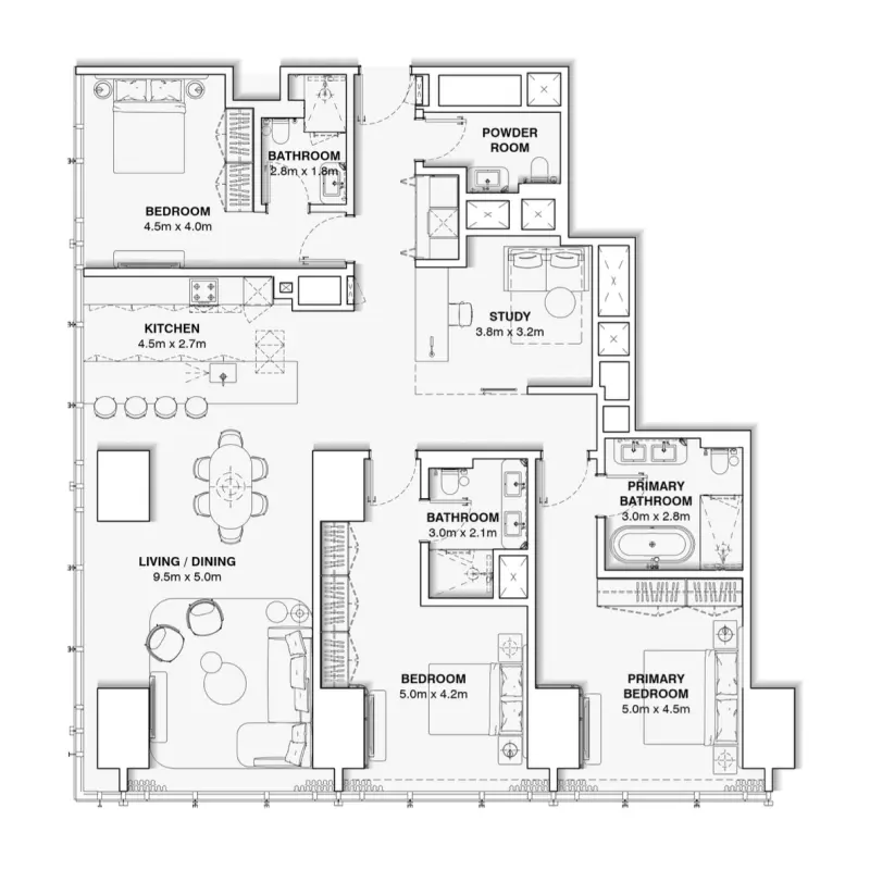 3,5 bedroom floor plan