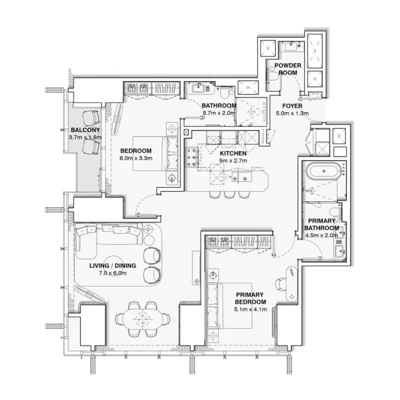 2 bedroom floor plan