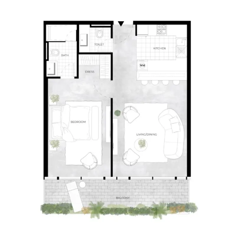 1 bedroom floor plan