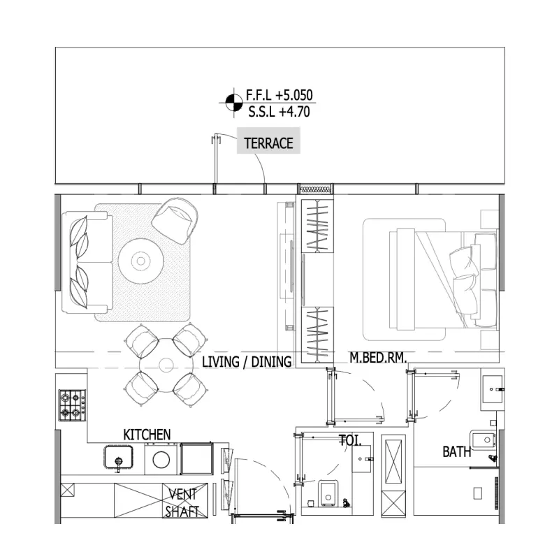 1 bedroom floor plan