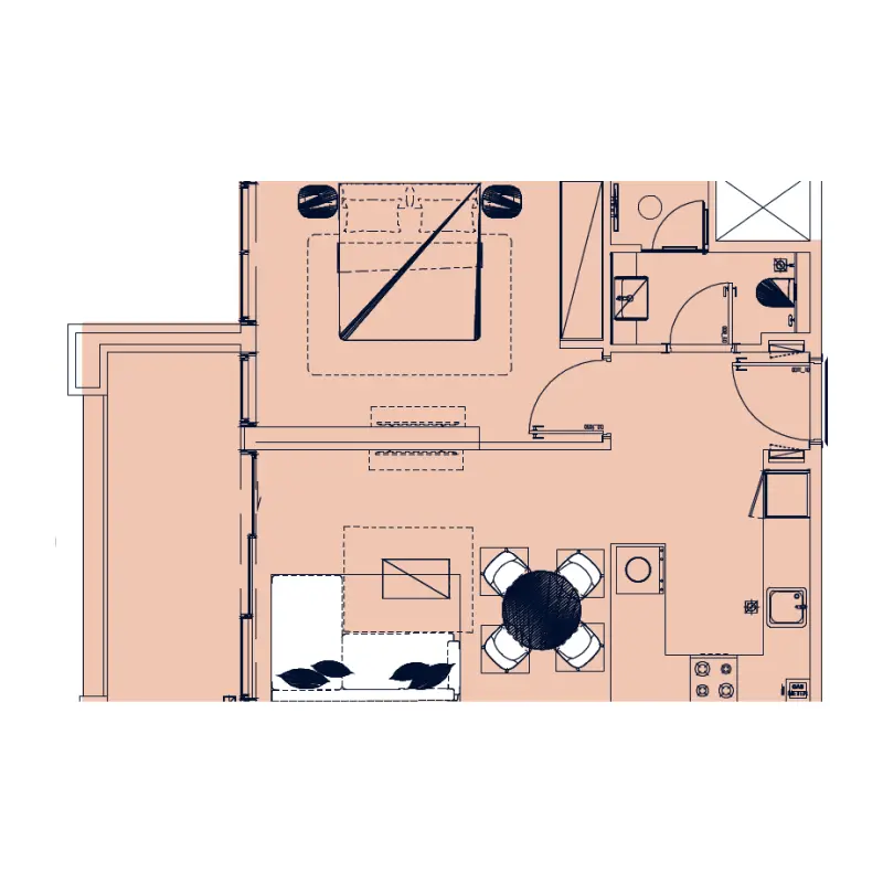 1 bedroom floor plan