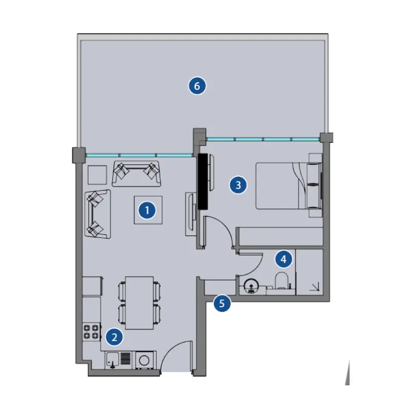 1 bedroom floor plan