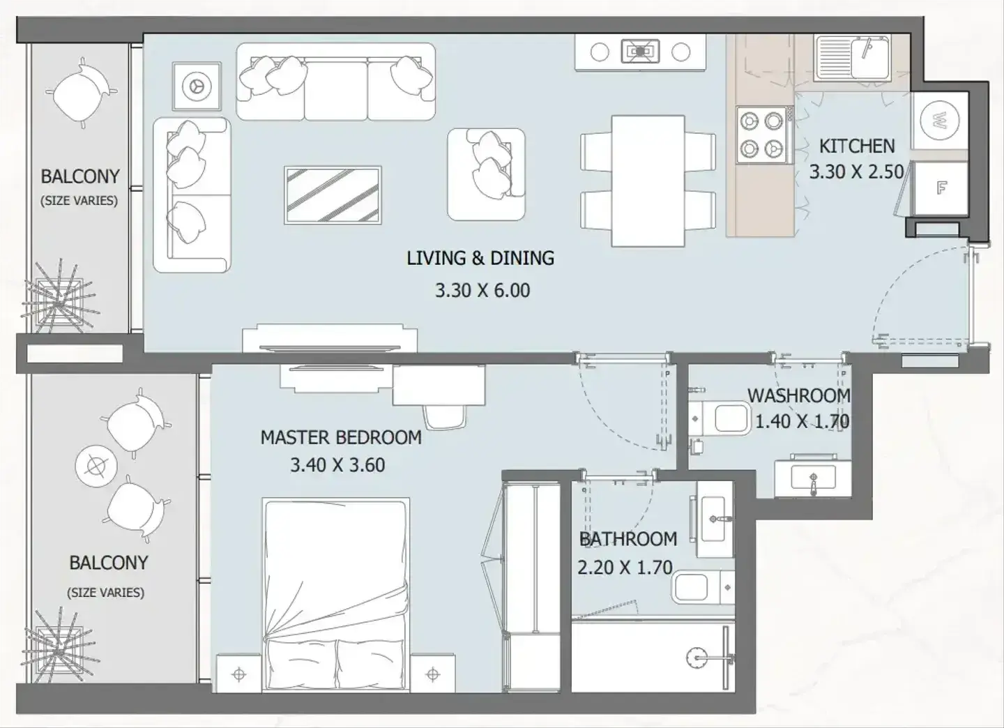 1 Bedroom apartments - Verdana Residence 2 floor plan