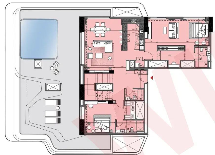 4 Bedrooms penthouse - Azizi Wasel floor plan