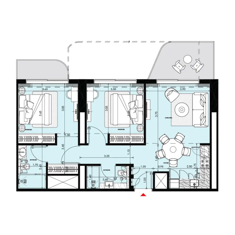 2 bedroom floor plan