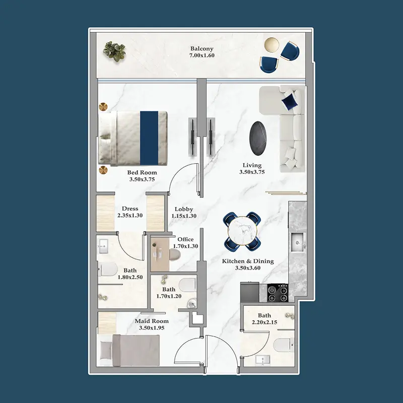 1 bedroom Apartments -  Sparklz floor plan