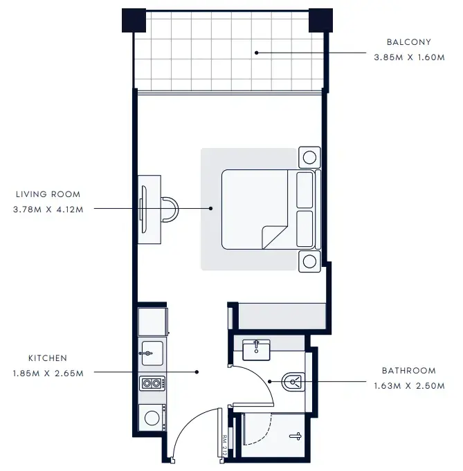Studio apartments - Riviera 65 floor plan