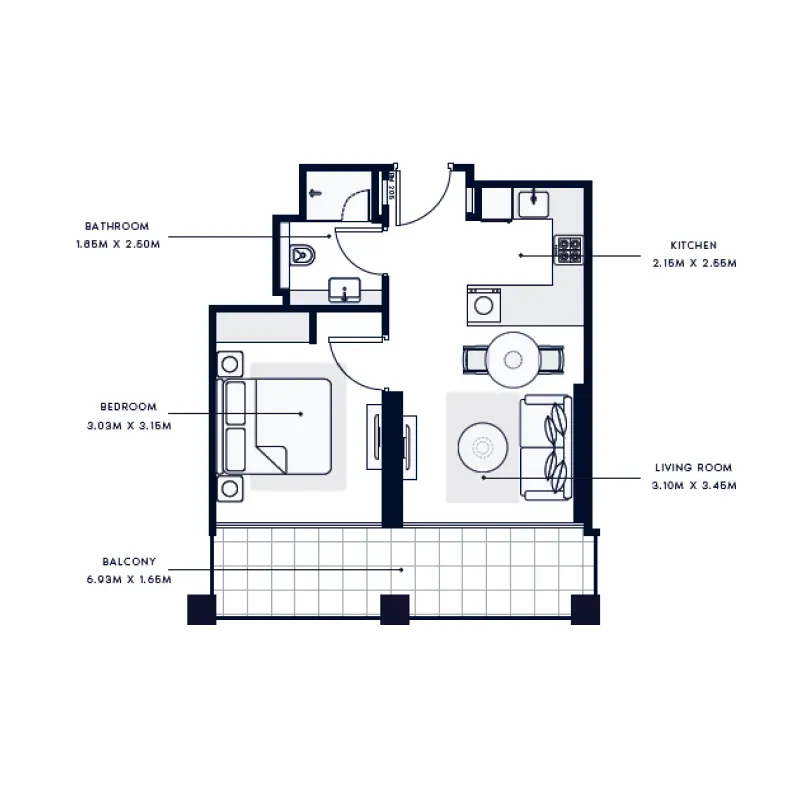 1 bedroom floor plan