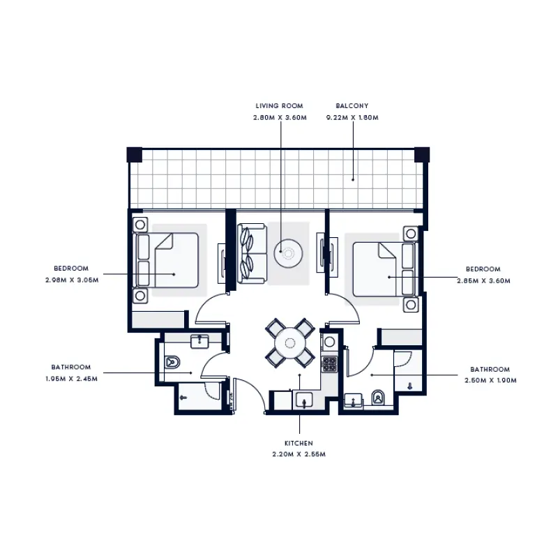2 bedroom floor plan