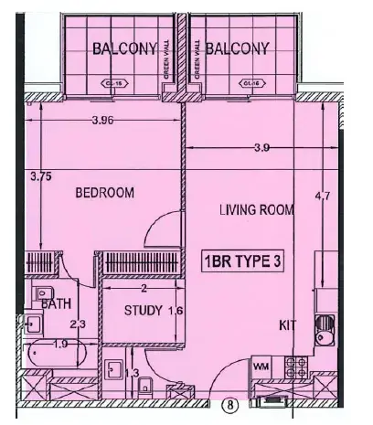 1 Bedroom apartments - Maimoon Gardens floor plan