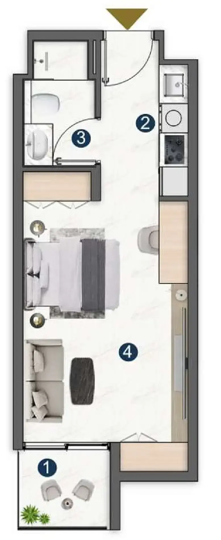 Studio apartments - Voxa Pantheon floor plan