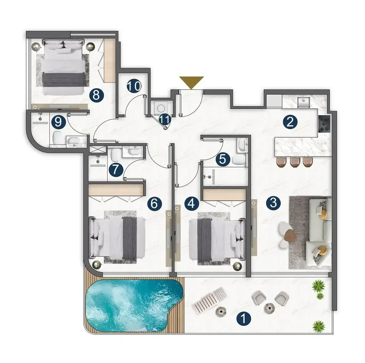 3 Bedrooms penthouse - Voxa Pantheon floor plan