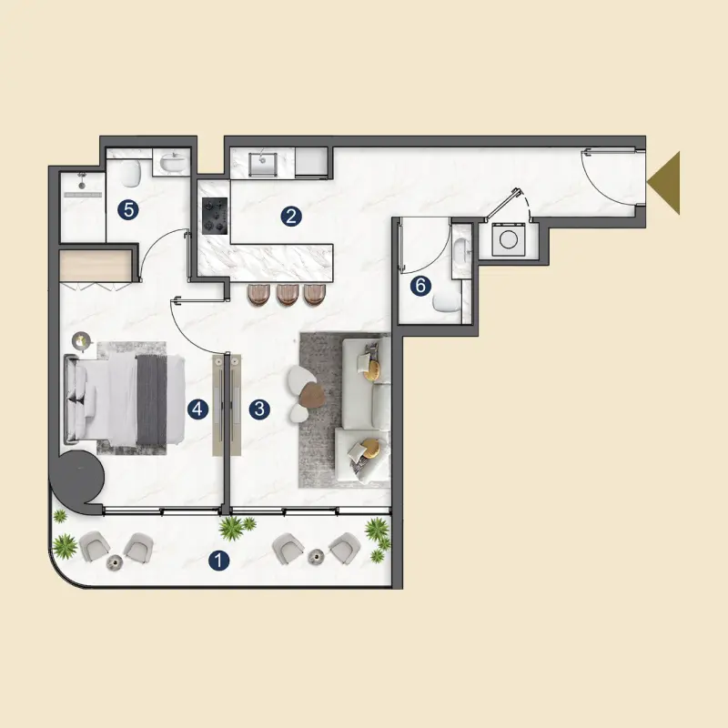 1 bedroom Apartments -  Voxa Pantheon floor plan