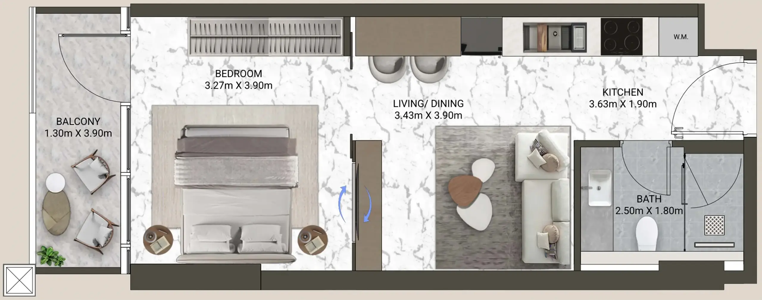 Studio apartments - V-Suites floor plan