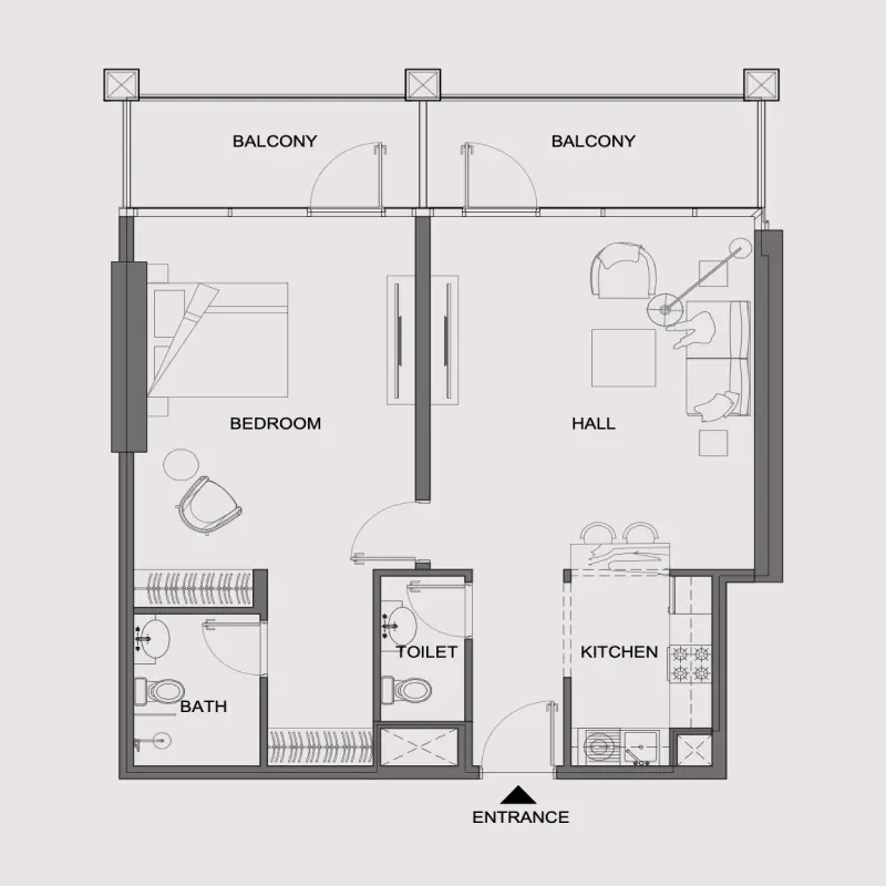 1 bedroom floor plan