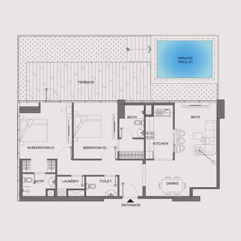 2 bedroom floor plan
