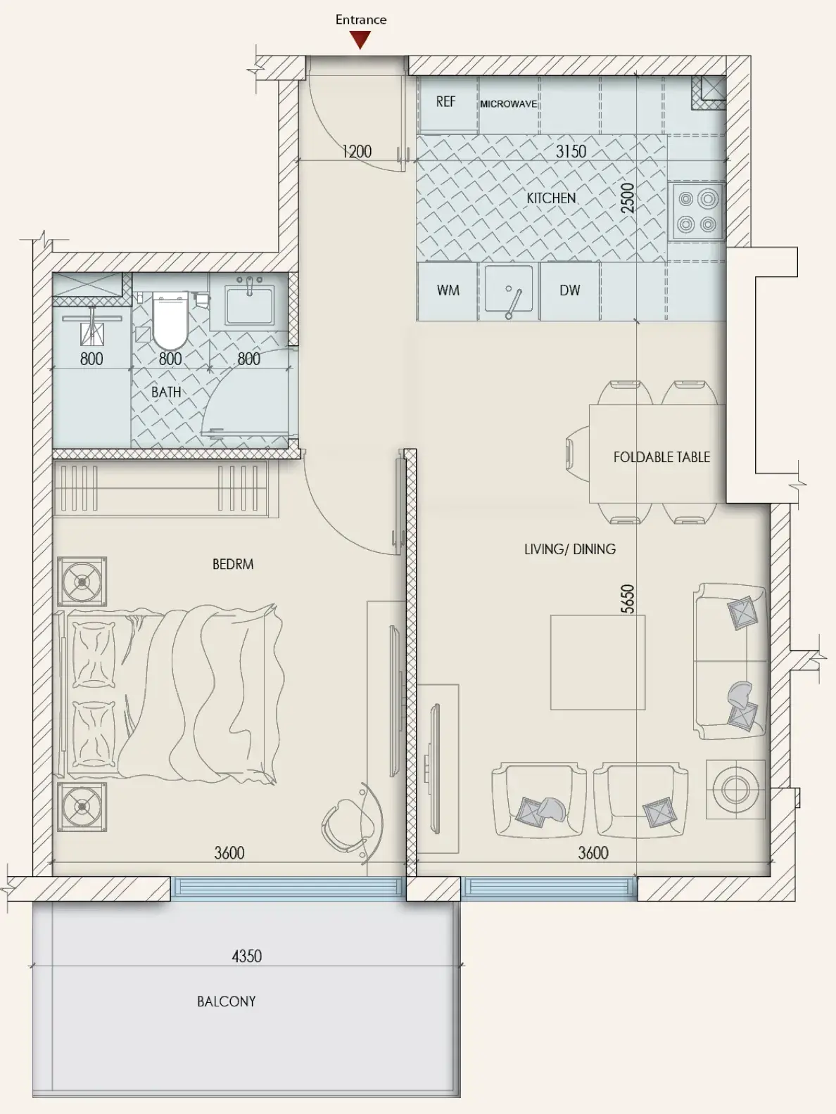 1 Bedroom apartments - Enaya Residences floor plan