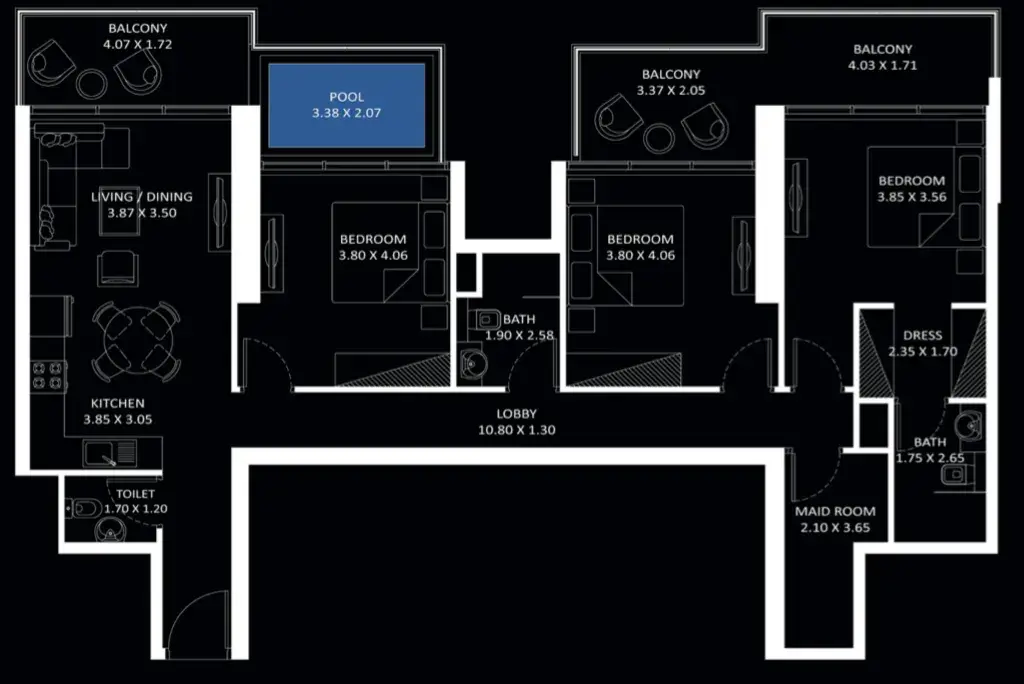 3 Bedrooms apartments - Elitz 2 floor plan