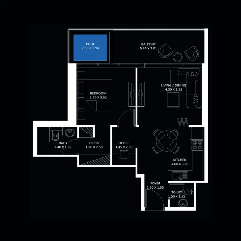 1 bedroom floor plan