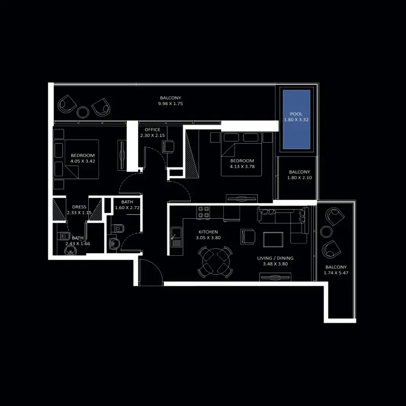 2 bedroom floor plan