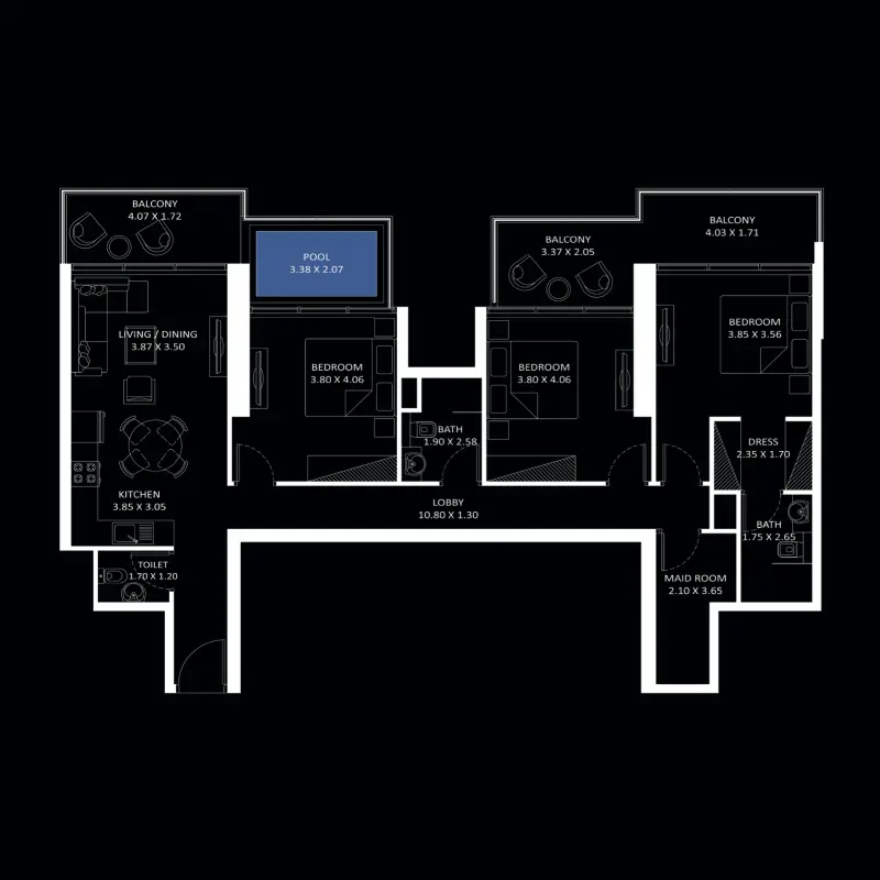 3 bedroom floor plan