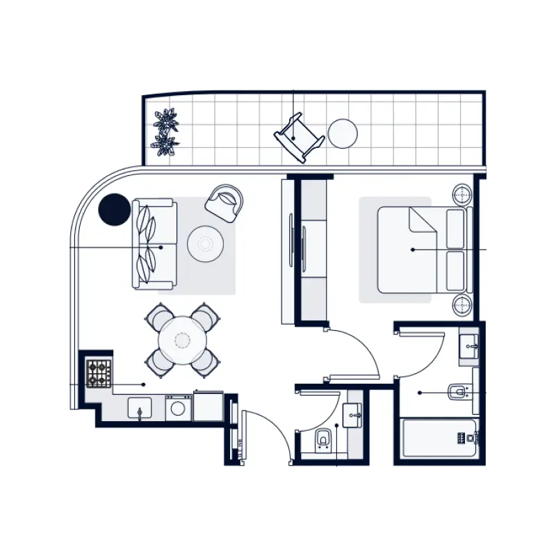 1 bedroom Apartments -  Azizi Venice Buildings 1, 3, 4 and 5 floor plan