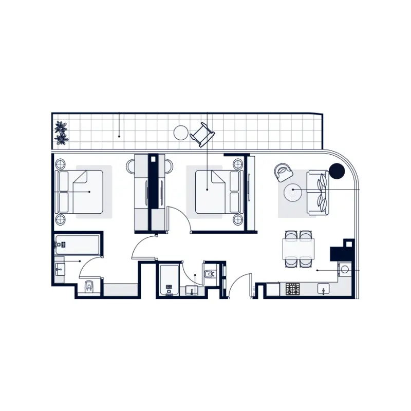 2 bedroom Apartments -  Azizi Venice Buildings 1, 3, 4 and 5 floor plan