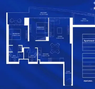 2 Bedrooms apartments - Fashionz floor plan
