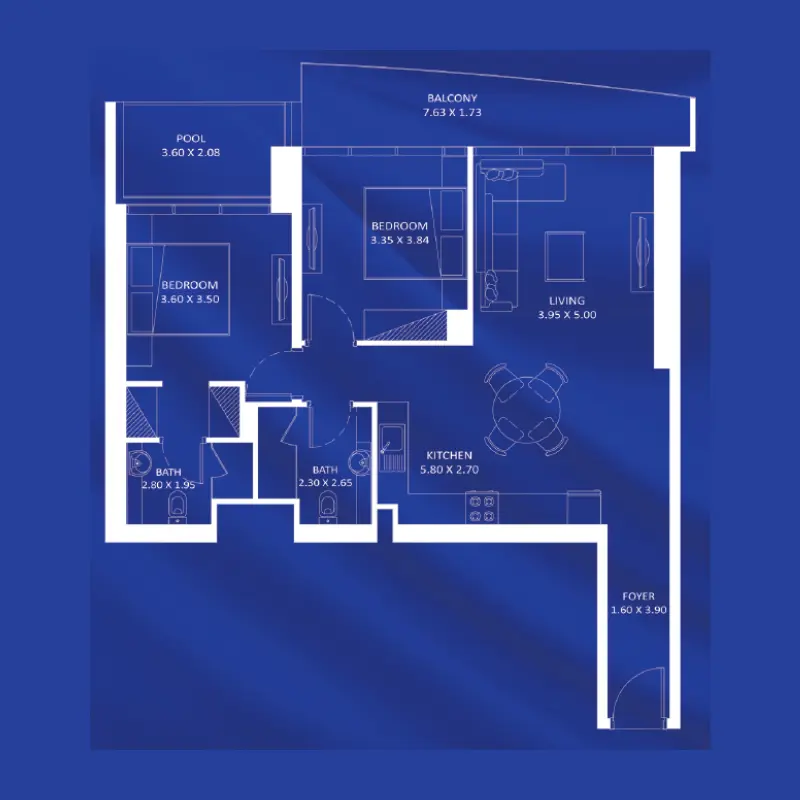 2 bedroom floor plan