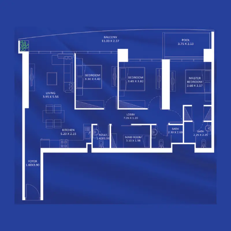 3 bedroom floor plan