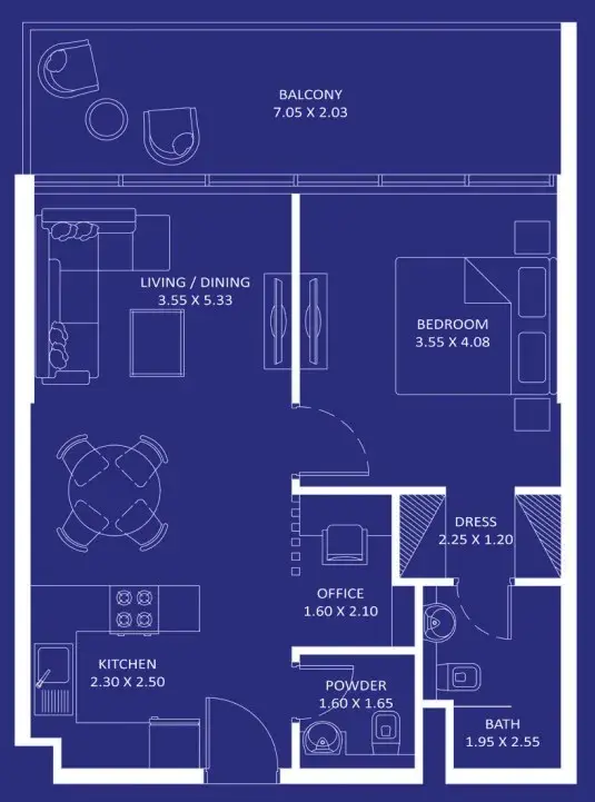1 Bedroom apartments - Oceanz floor plan