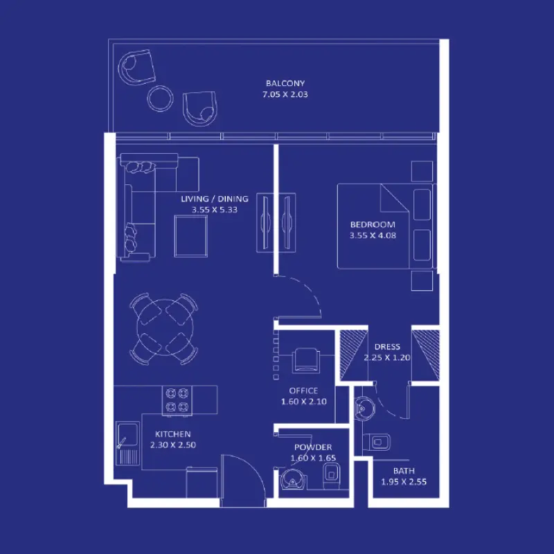1 bedroom floor plan