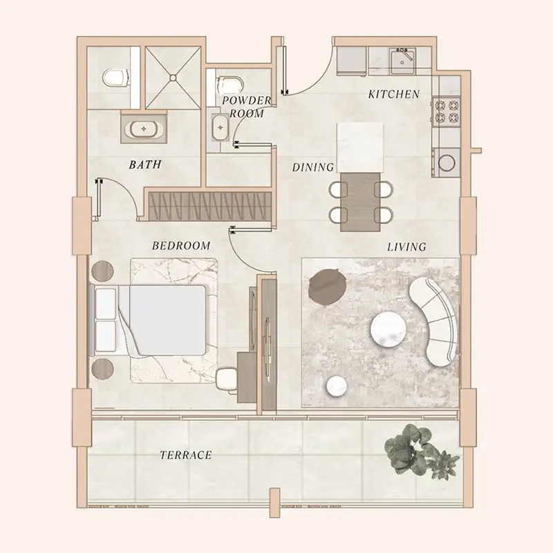 1 bedroom Apartments -  La Cle by MAAIA floor plan