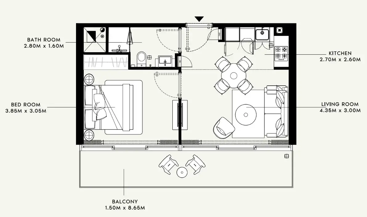 2 Bedrooms apartments - Azizi Raffi floor plan