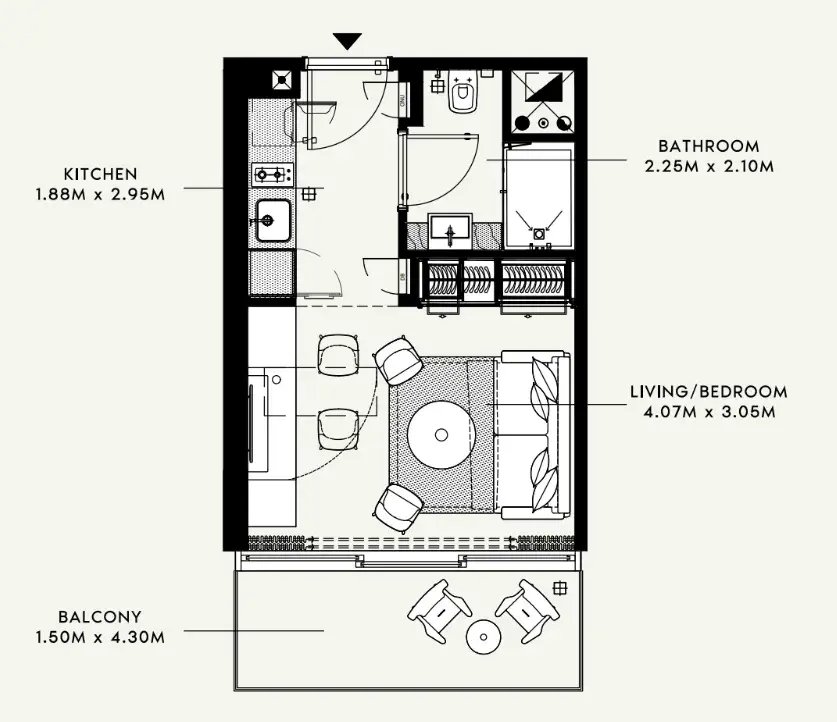 3 Bedrooms apartments - Azizi Raffi floor plan