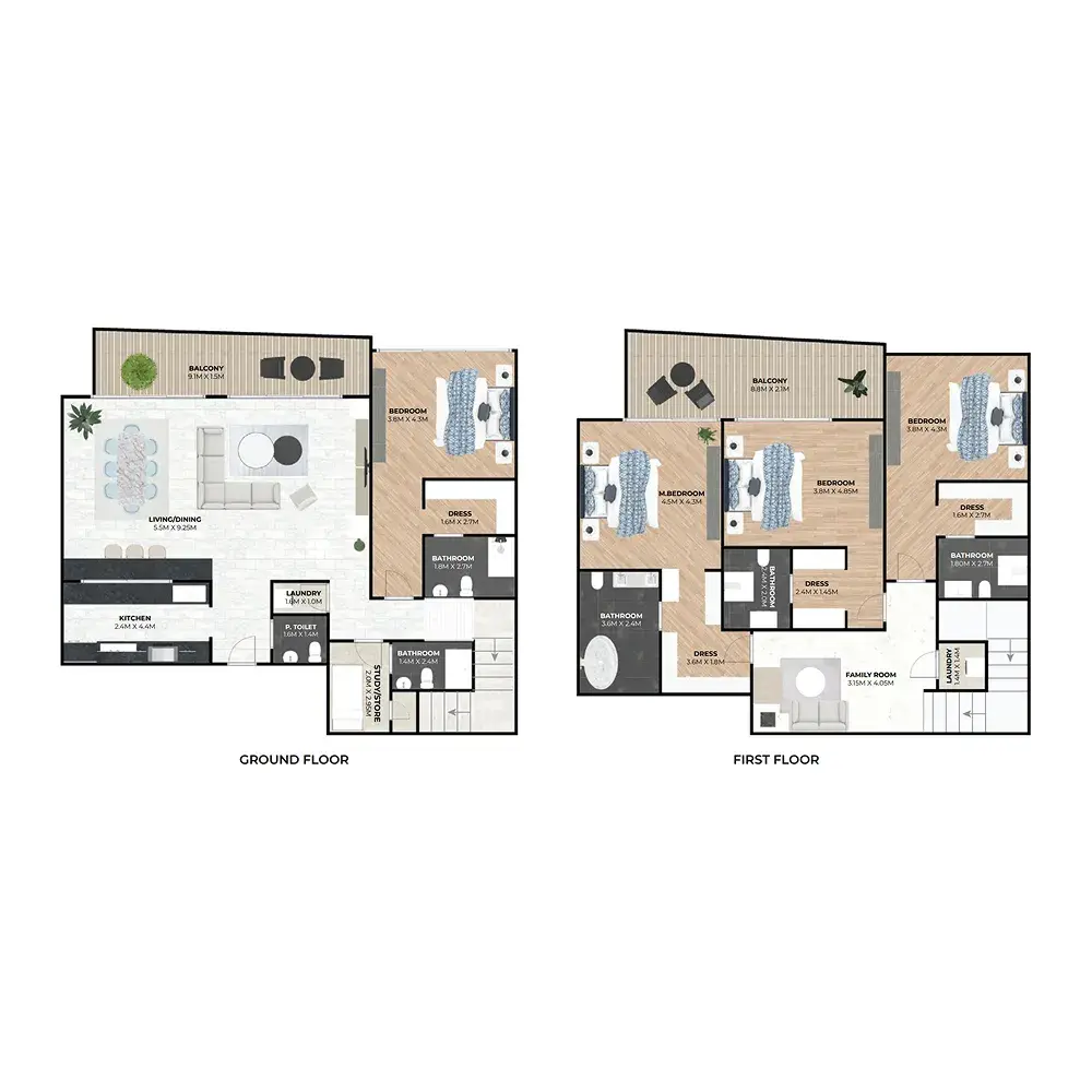 4 Bedrooms duplex - Hatimi Residences floor plan