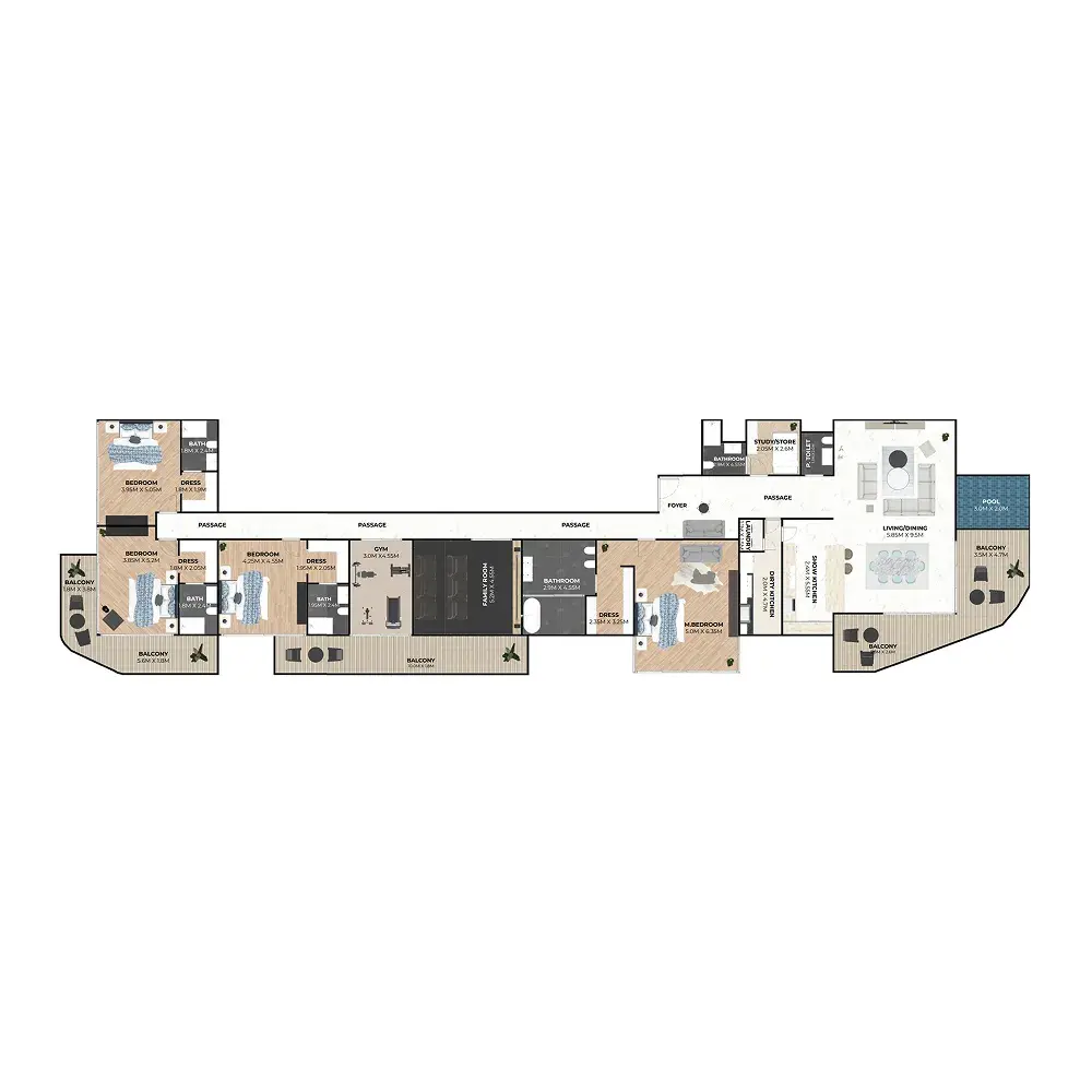 4 Bedrooms penthouse - Hatimi Residences floor plan