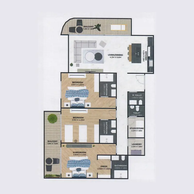 3 bedroom floor plan