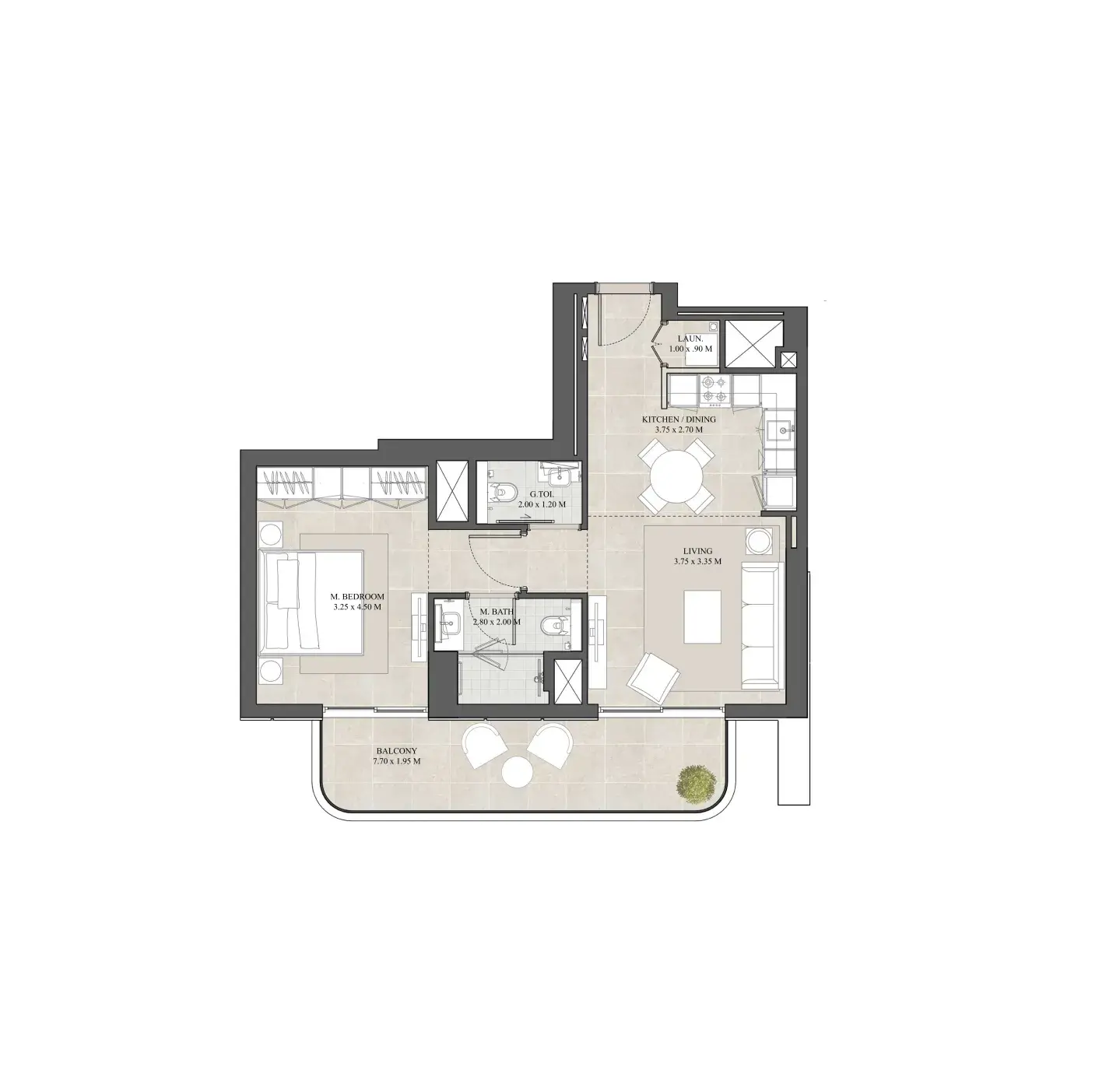 1 Bedroom apartments - Hyde Residences floor plan