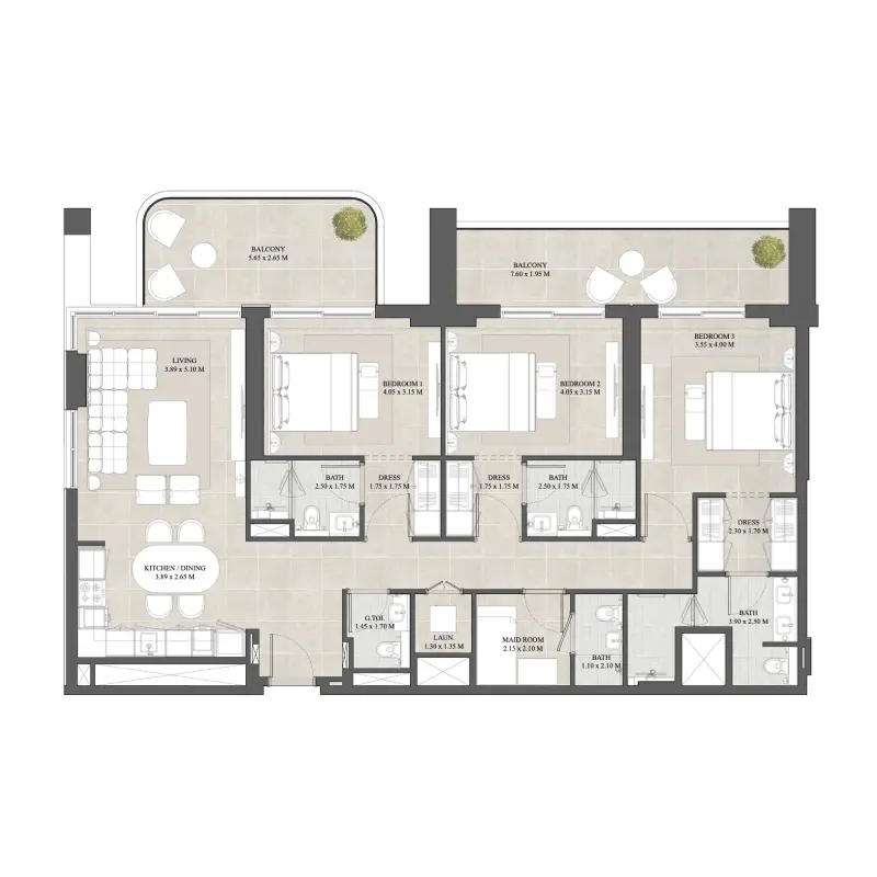 3 bedroom floor plan