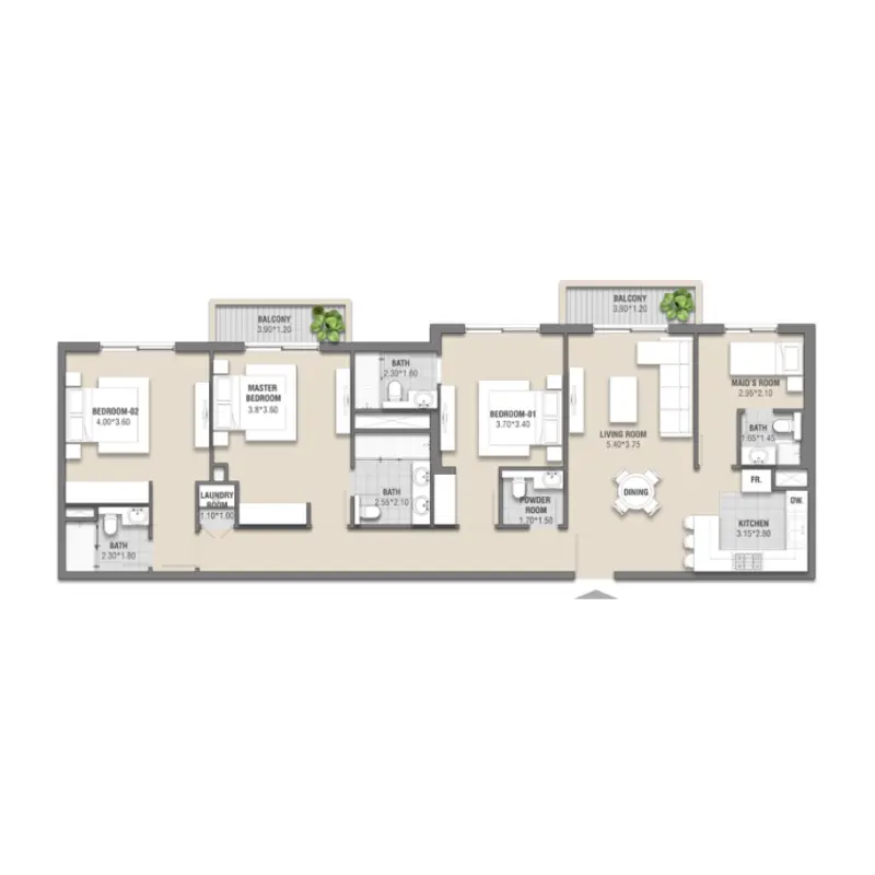 3 bedroom floor plan