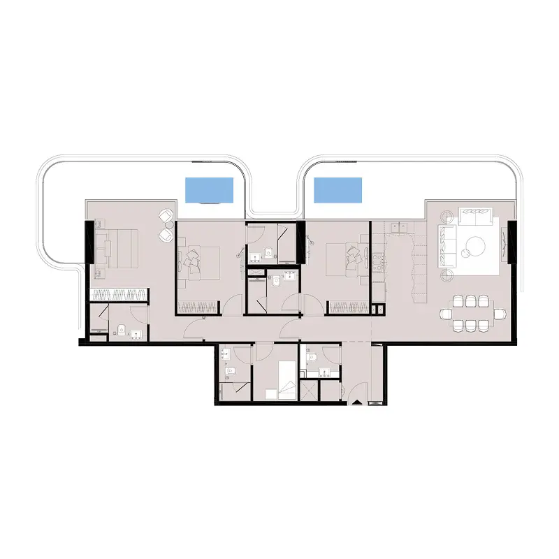 3 bedroom + pool floor plan