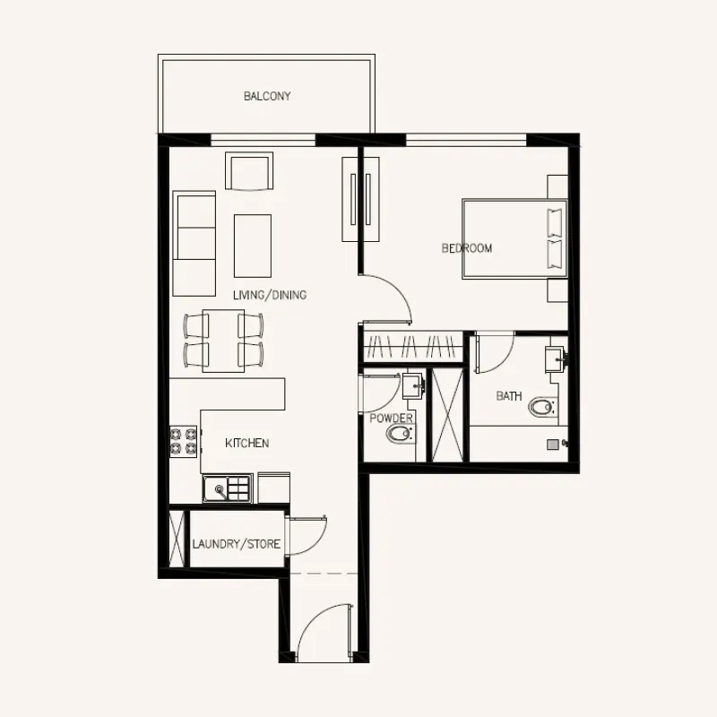1 bedroom floor plan