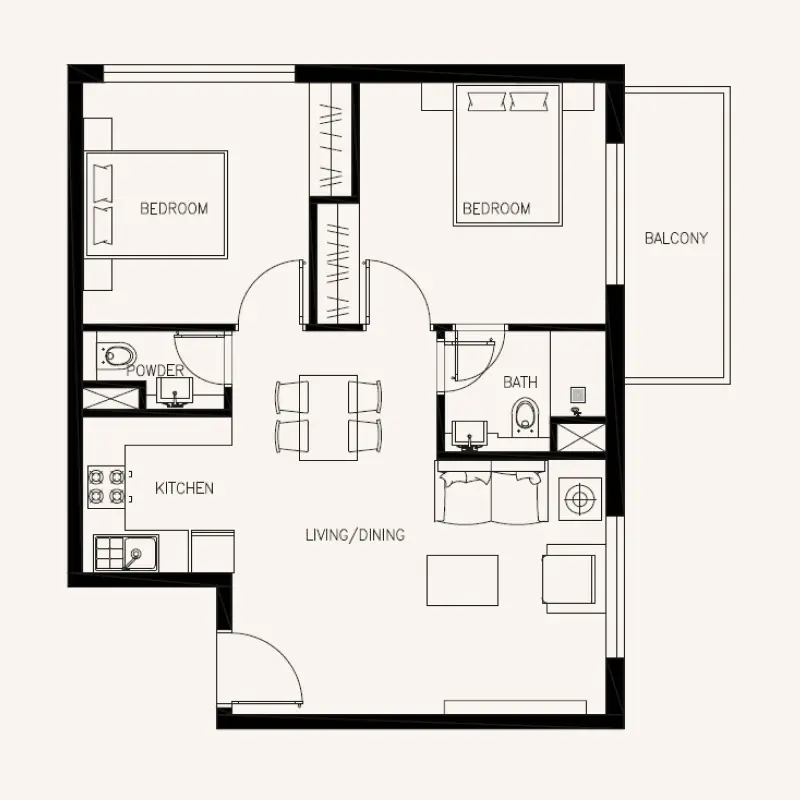 2 bedroom floor plan