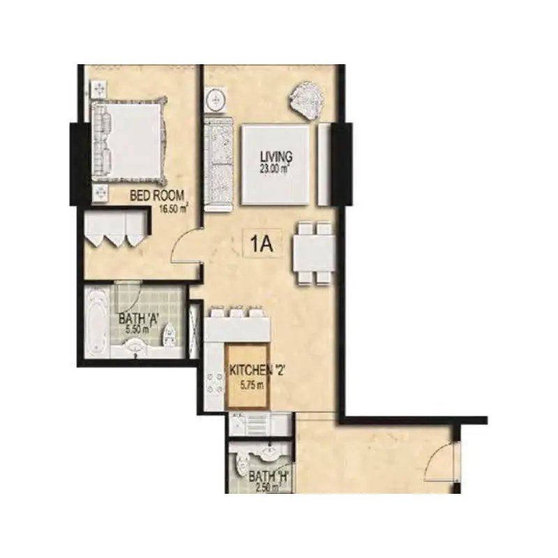 1 bedroom floor plan