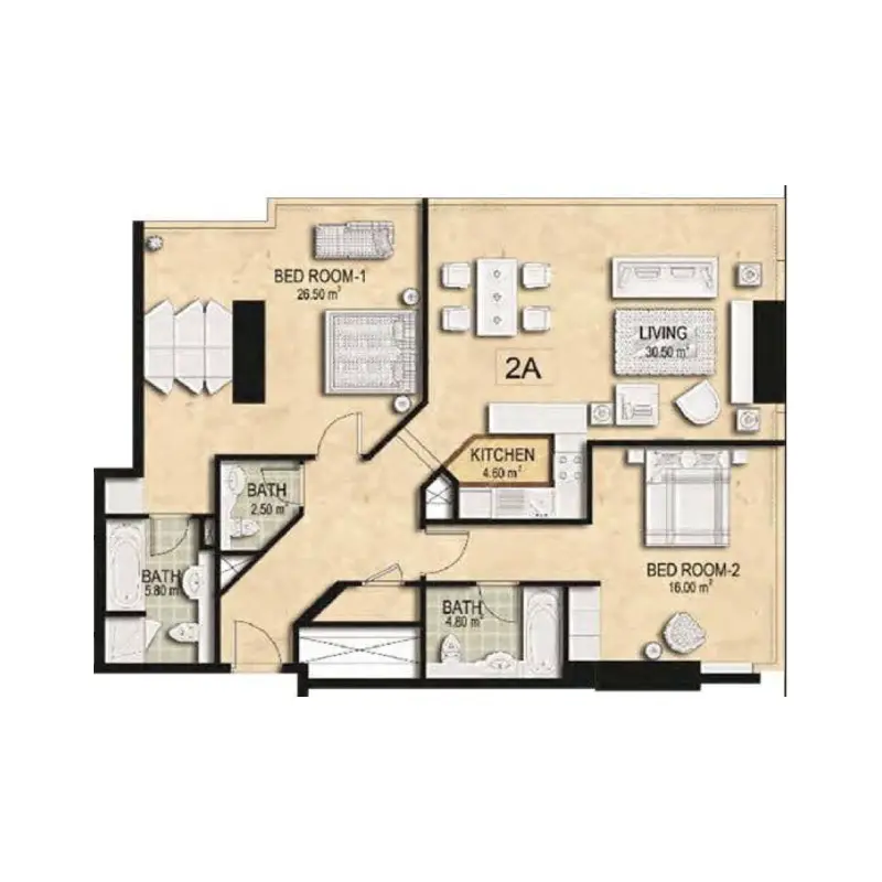 2 bedroom floor plan