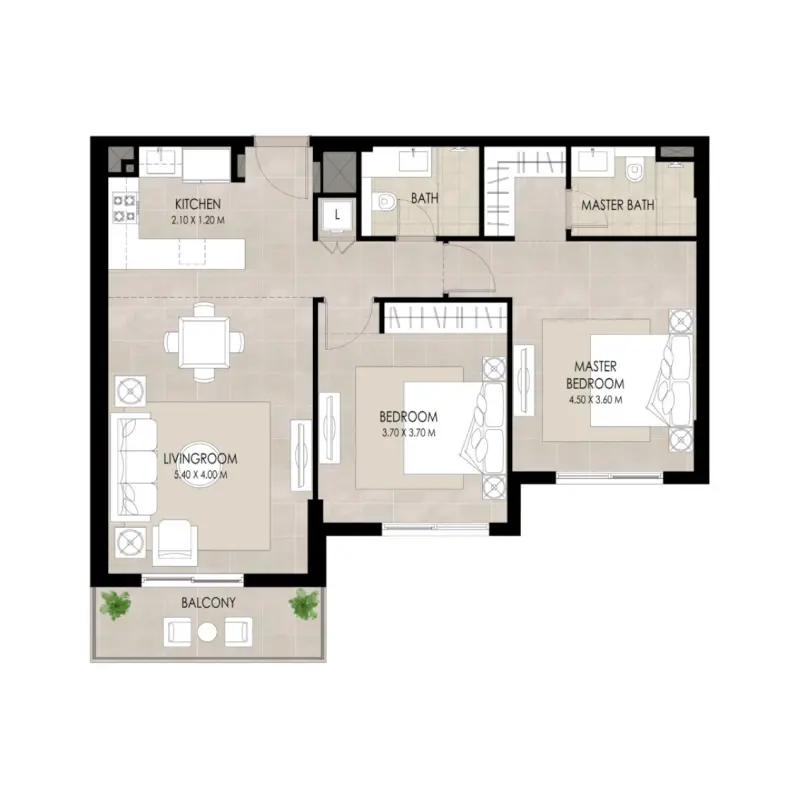 2 bedroom floor plan