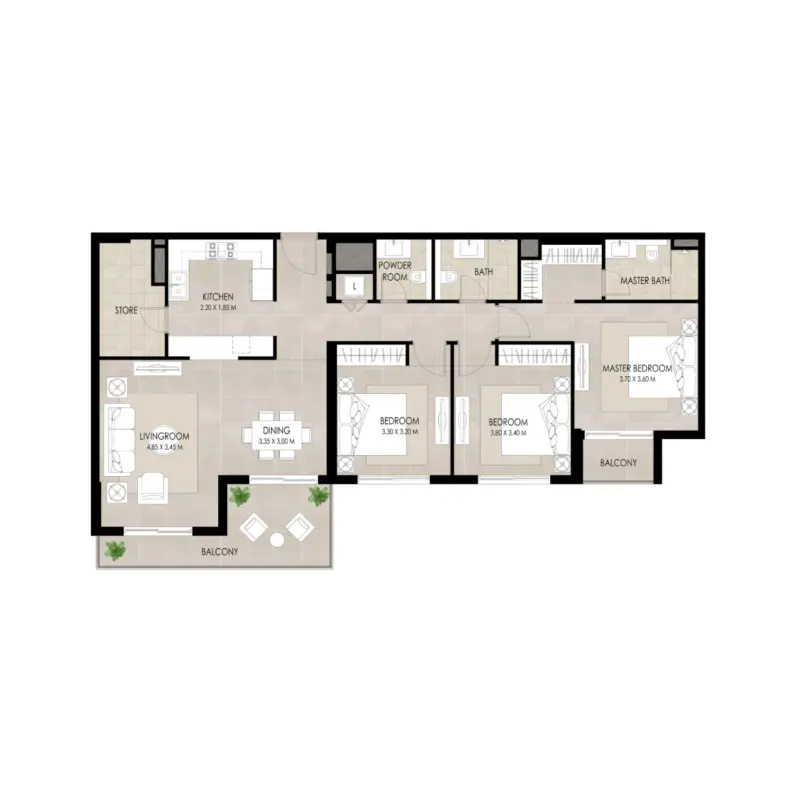3 bedroom floor plan
